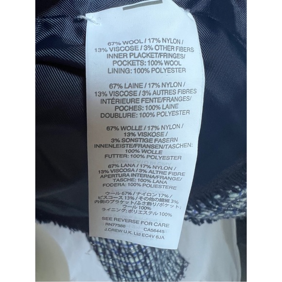 J.CREW Small Navy and Black Wool Woven Patterned Blazer/Jacket - Picture 6 of 6